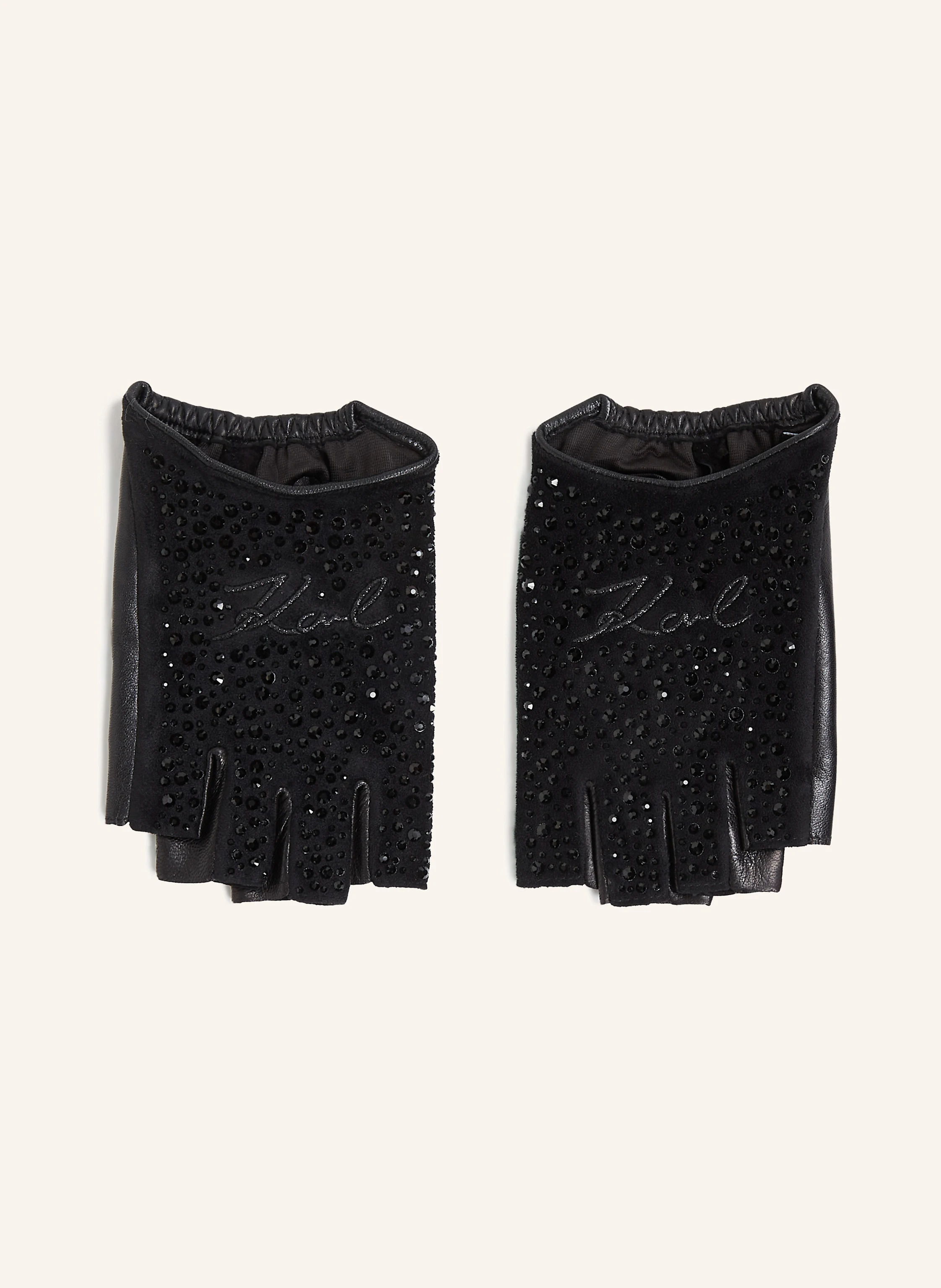 KARL LAGERFELD K/SIGNATURE GLITTER FINGERLESS GLOVES