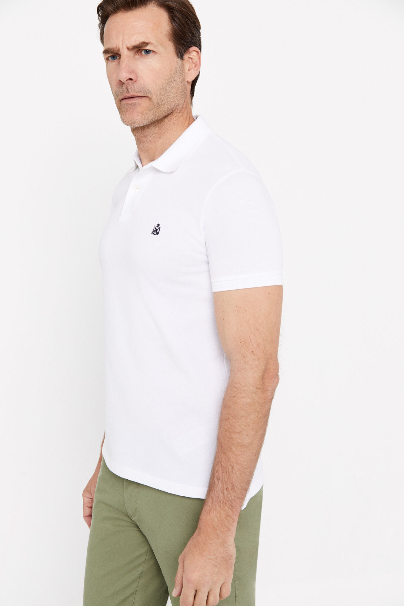 Camisa polo básica de piqué com modelagem slim - Branca