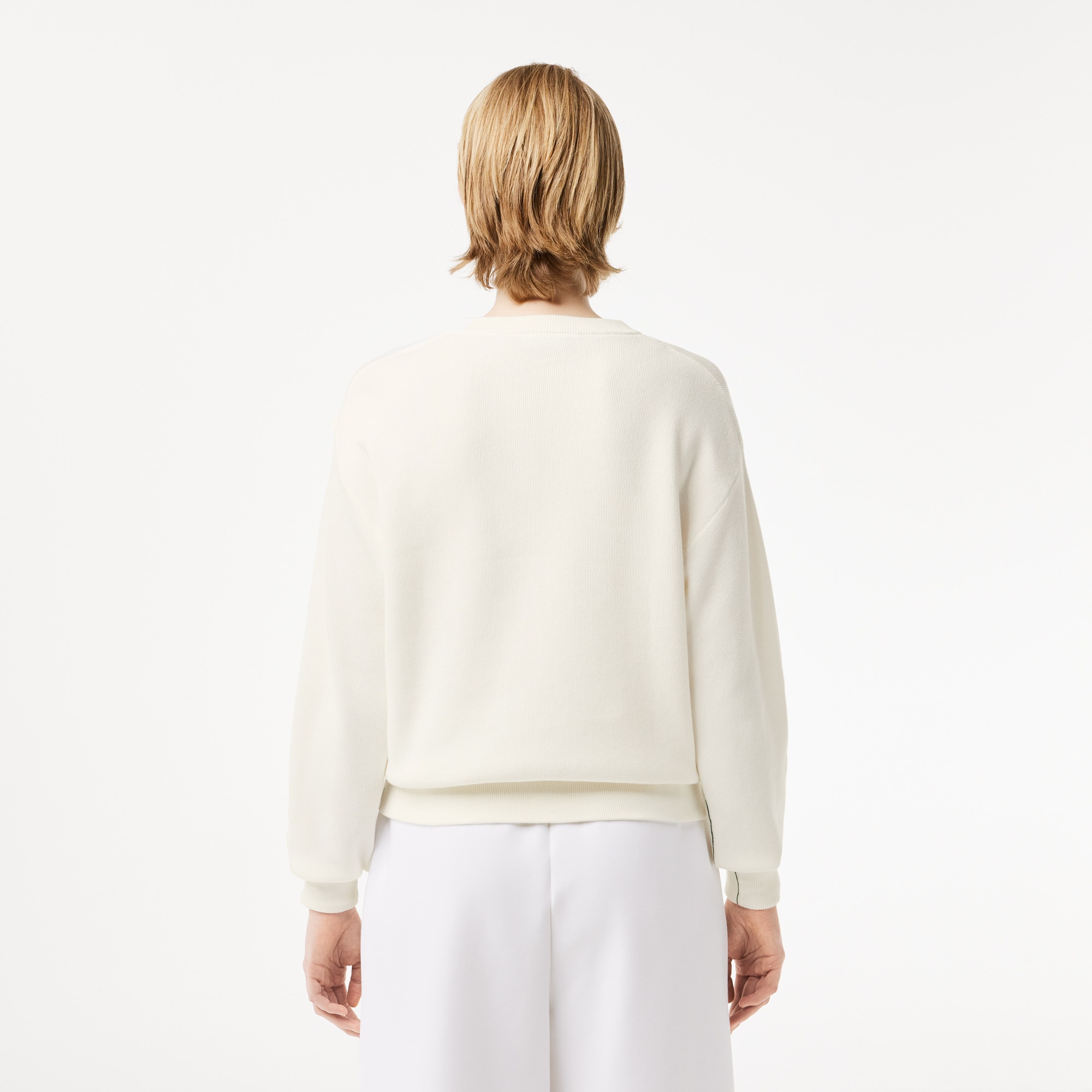 Pull col rond femme Lacoste en coton biologique Pullovers - Blanc - Lacoste - Femme