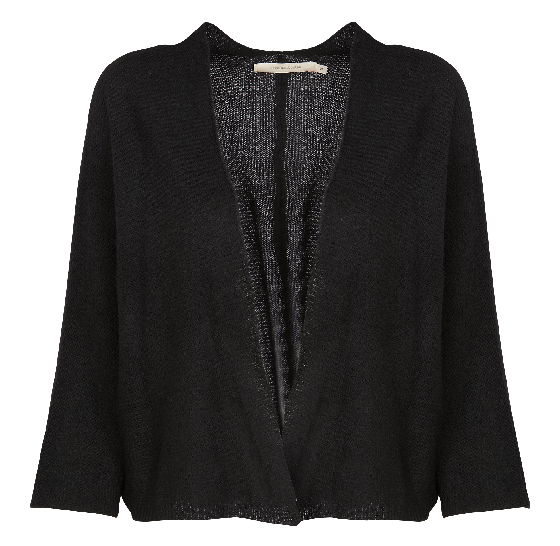 Gilet ouvert en maille mélangée | Noir