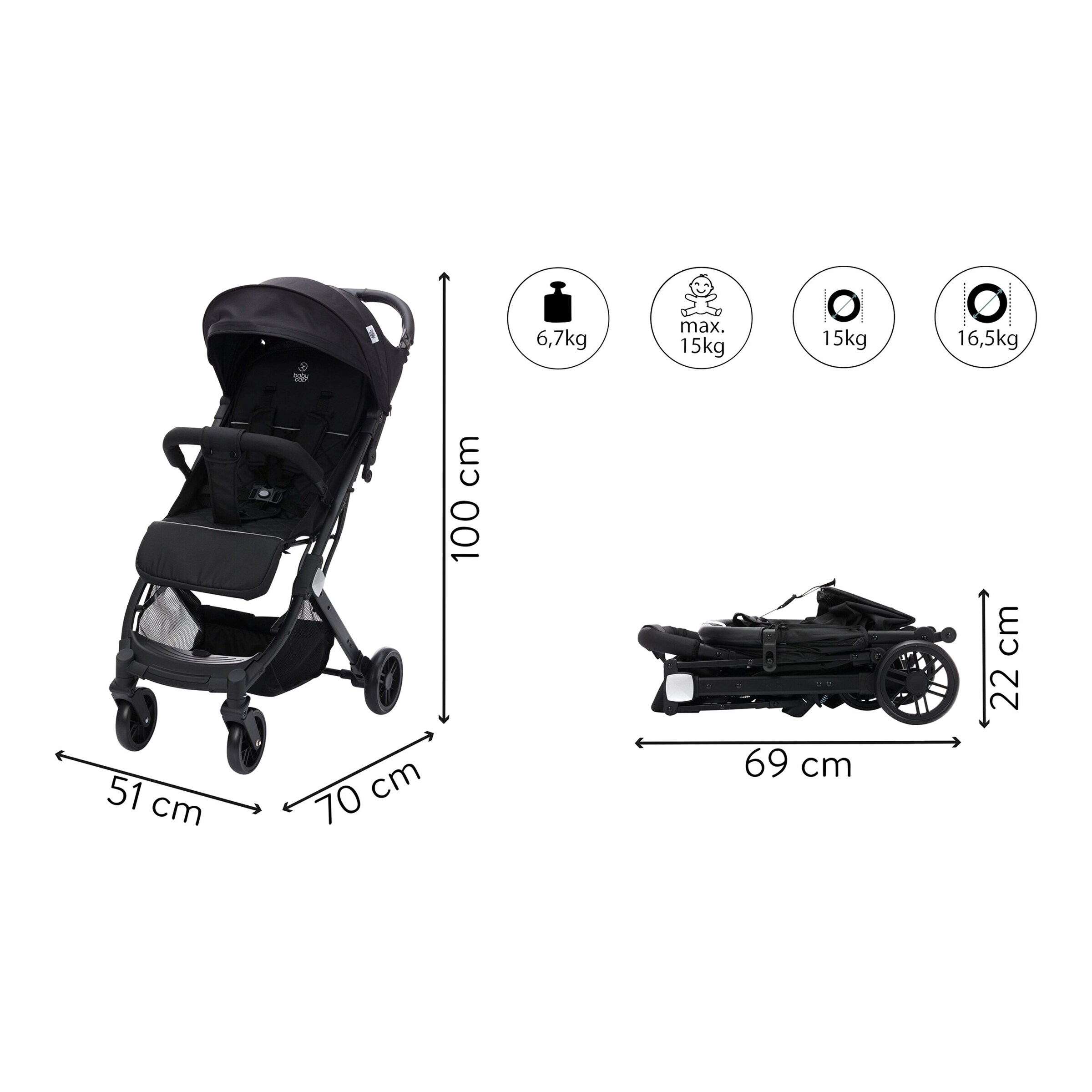 babycab Buggy Mailand schwarz