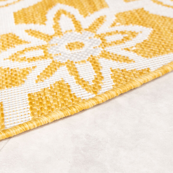 Rond buitenkleed - Rio Flower Geel