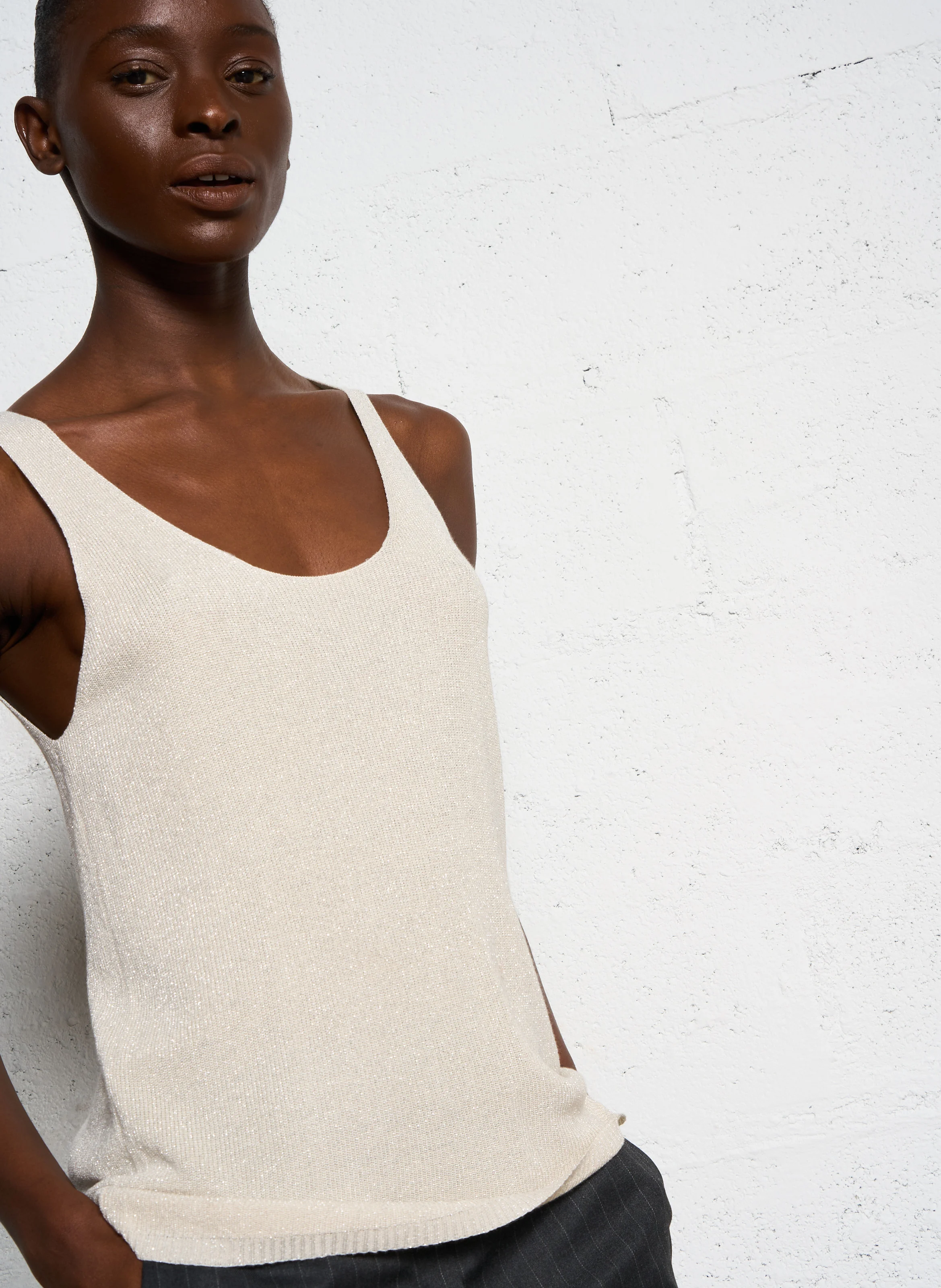 DIBA - Débardeur en maille lurex | Blanc