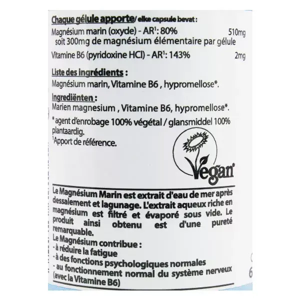Vit'all+ Calm Vital Magnésio Marinho 510mg 60 cápsulas vegetais