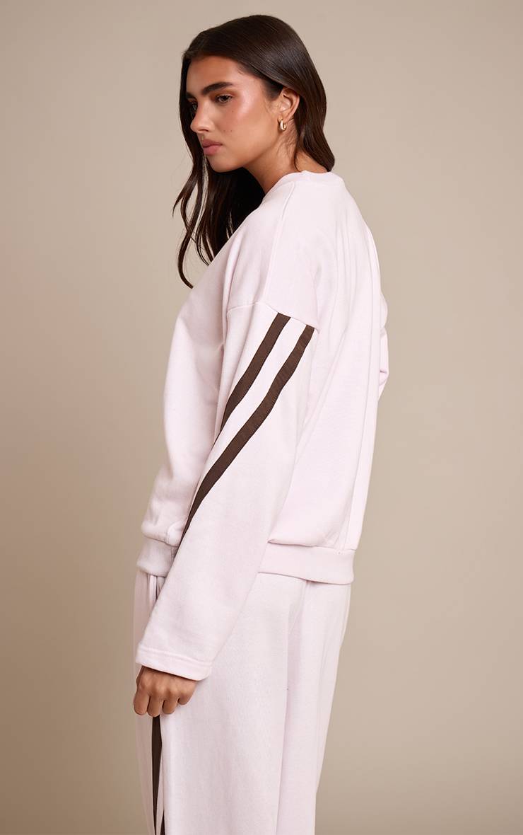 Rose Sweatshirt Oversize Prune À Rayures Contrastées