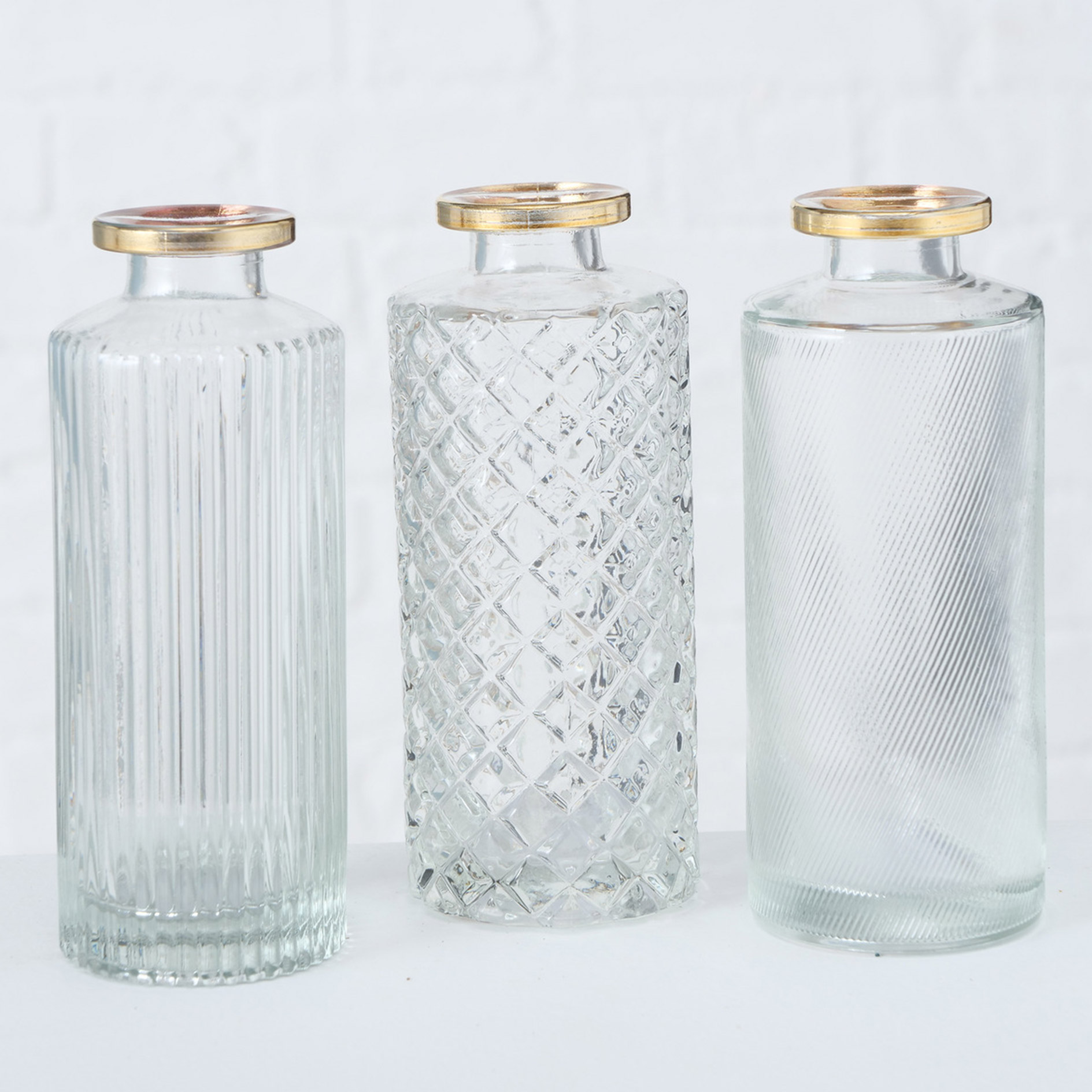 Vase - transparent-gold - sortiert - Klarglas