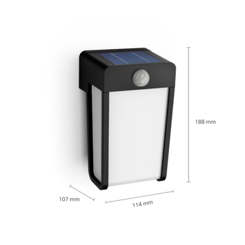 Philips solar wandlamp Shroud zwart met dag/nachsensor