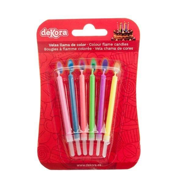 Dekora 6 Pack Velas Chama Colorida - 540345333