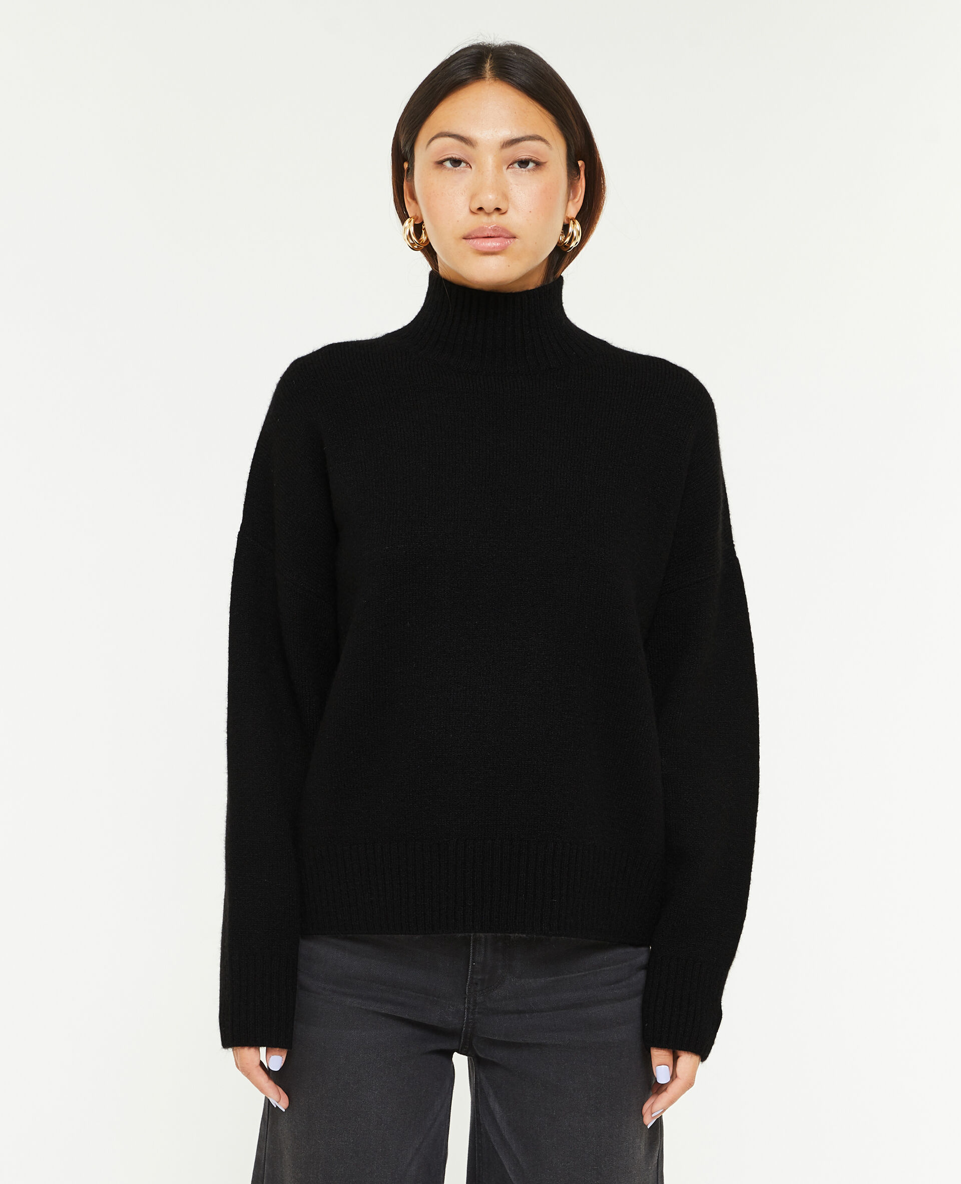 Pull oversize col montant - Noir