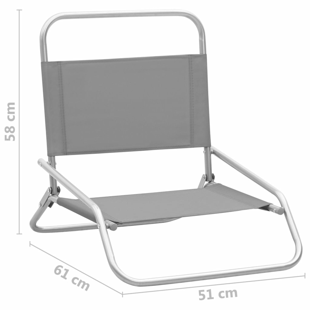 Chaises de plage pliables 2 pcs gris tissu
