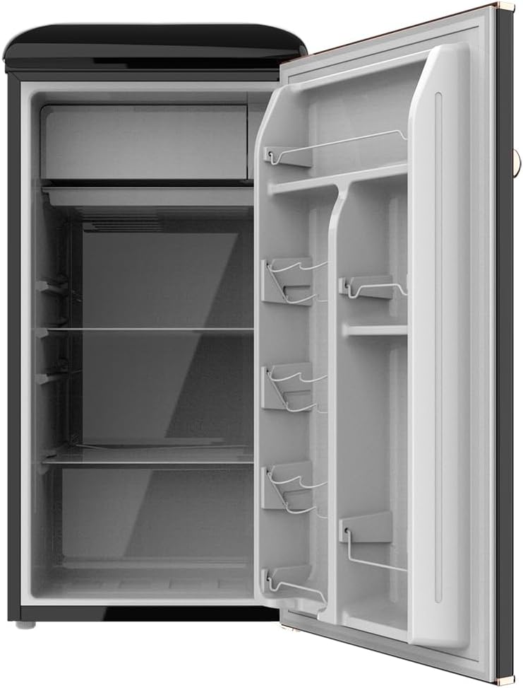 Cecotec Mini Frigo Bolero CoolMarket TT Origin 45 Rouge. Réfrigérateur de Table Rétro 45L, 55 cm de Haut, 44,7 cm de Large, Classe Énergétique E, Bac à Glaçons et Poignée Chromée, Rouge
