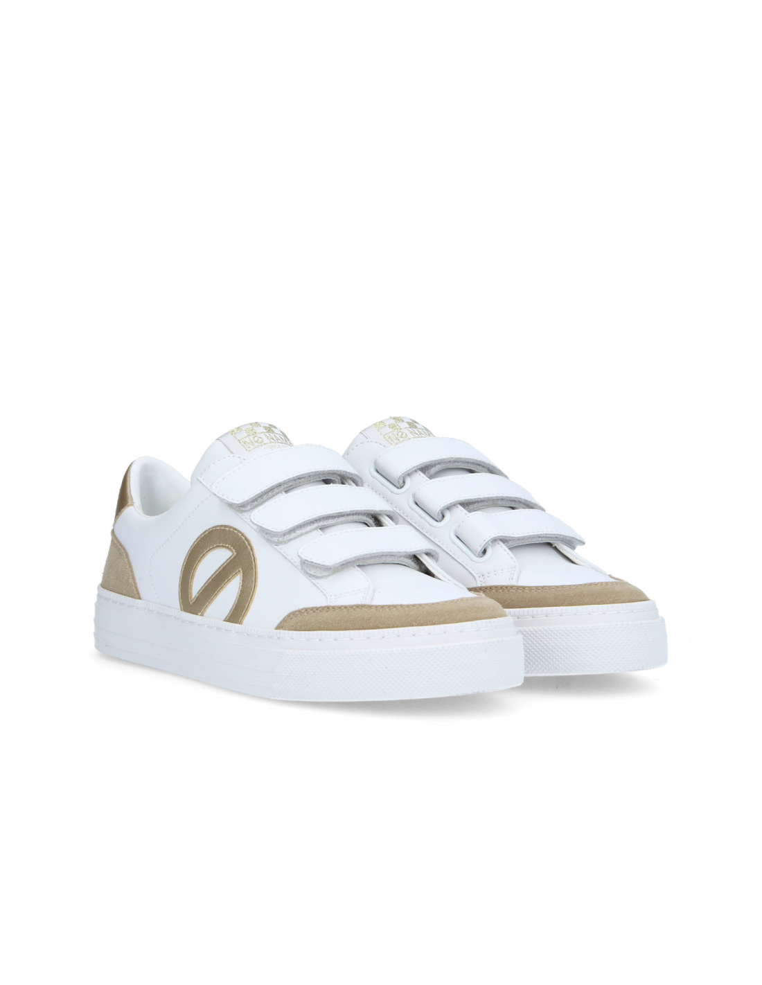no name baskets de ville femme strike straps cuir blanc/beige