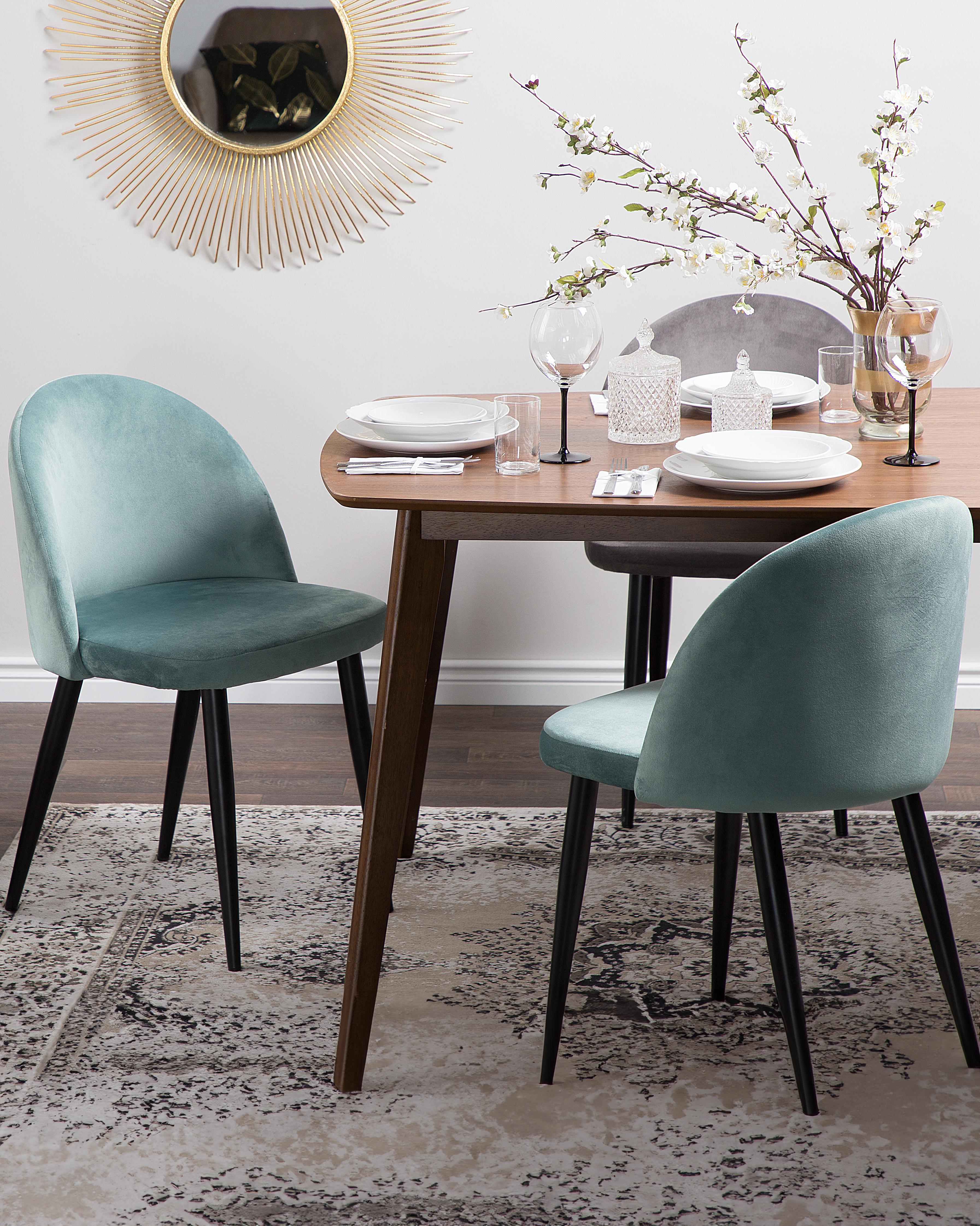 Set van 2 eetkamerstoelen VISALIA Fluweel Mintgroen