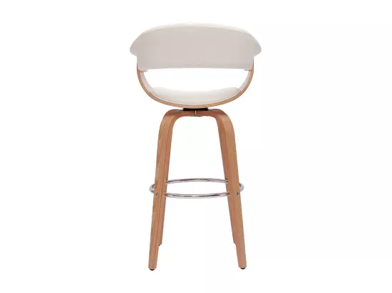 Tabouret de bar design pivotant blanc et bois clair H67 cm OKTAV
