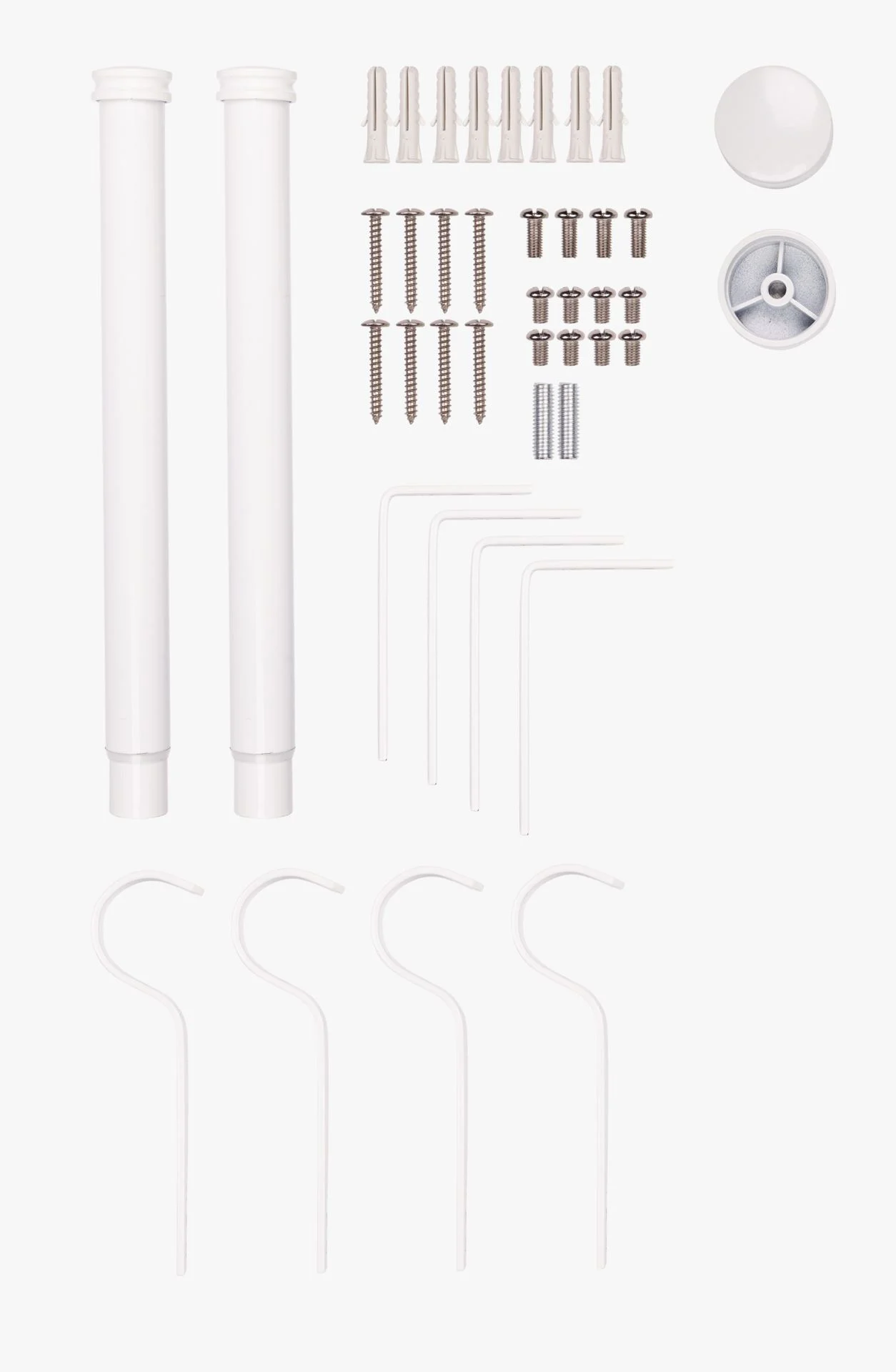 Gardinstang 2pk hvit - 30-50 cm