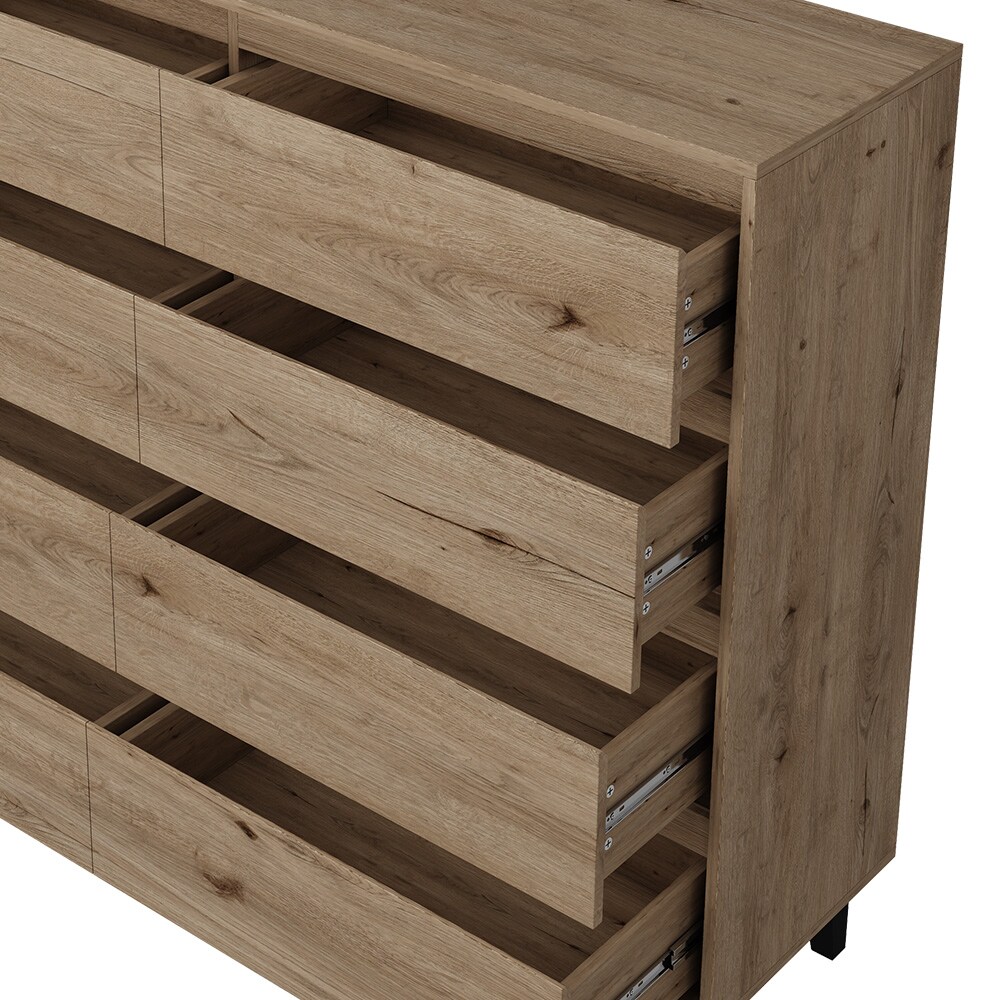 Vicco Sideboard Bahia Eiche 139 x 117 cm mit 8 Schubladen