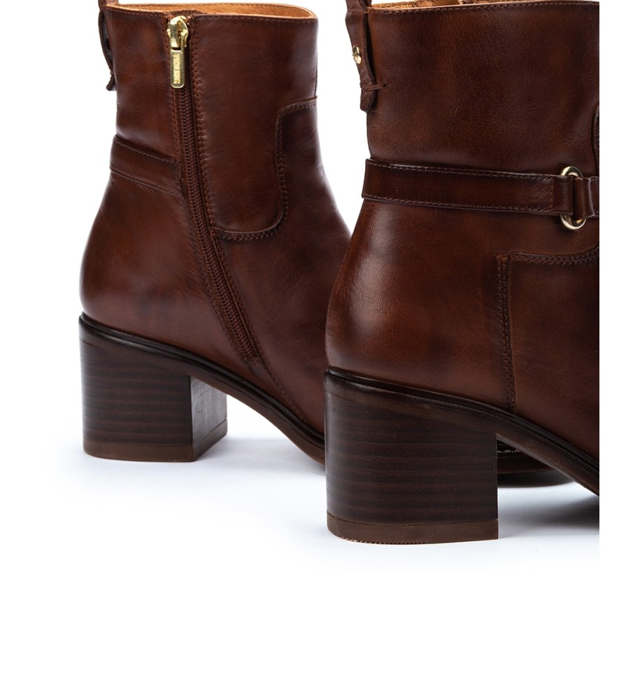 Botas de cano curto Pikolinos Huesca em couro marrom - Altura do salto: 6,5 cm -