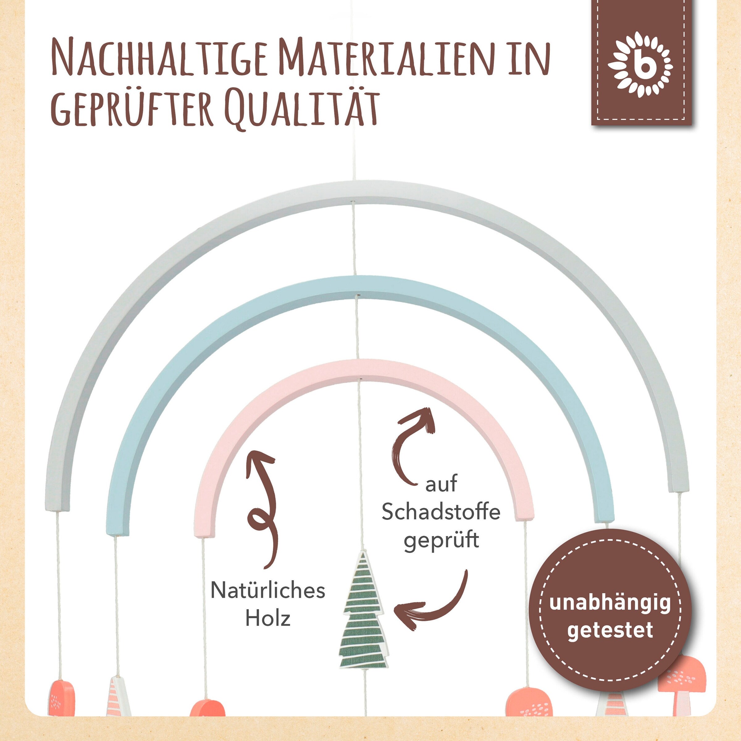 Bieco Mobile Holz Igel - ab Geburt Mehrfarbig