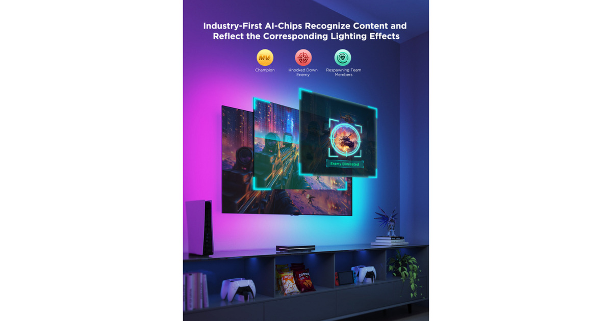 GoveeAI Sync Box 2 ledstrip  (Zwart, 2,4GHz wifi, Bluetooth, voor 75 - 85 inch tv's)