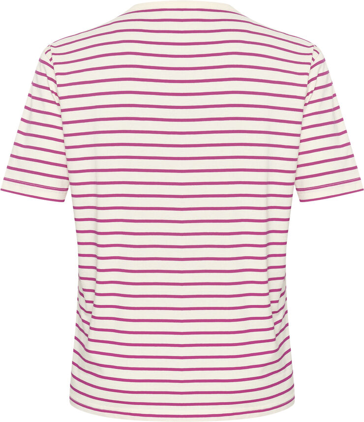 Kaffe Curve KCWinni 1/2 Sleeve T-Shirt Ant. white/fuchsia stripe