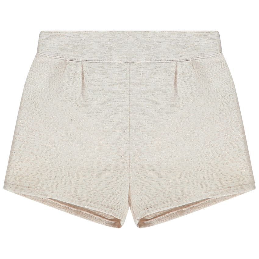 Short taille haute en jacquard et lurex pour bébé fille - Ecru