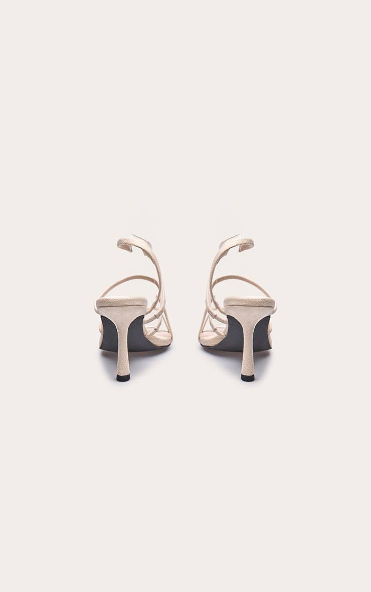 Crème Sandales À Talons En Synthétique À Brides
