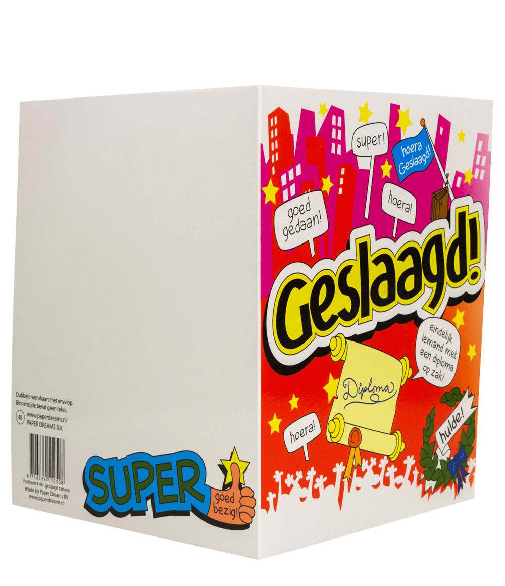 Wenskaart Geslaagd 16,5cm