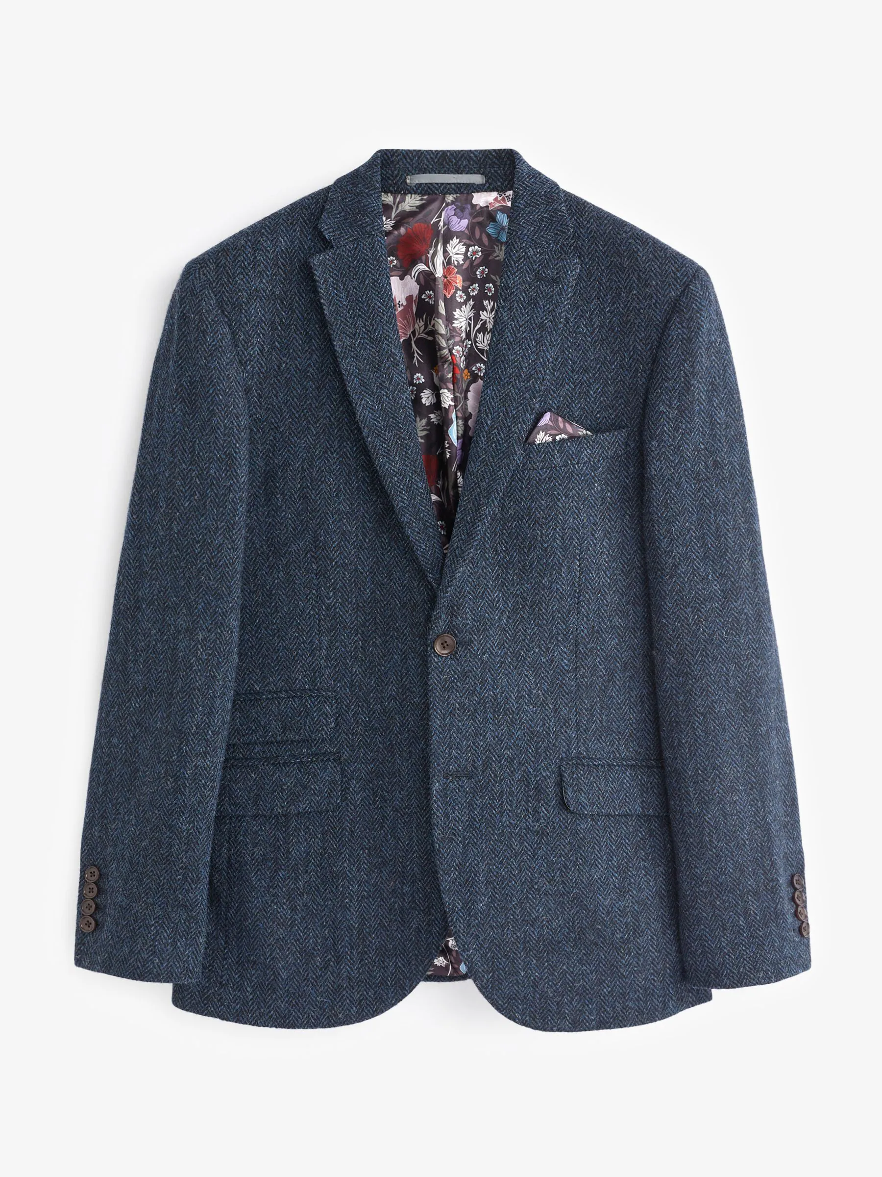 Blauw - Signature - Harris tweed Britse wollen blazer