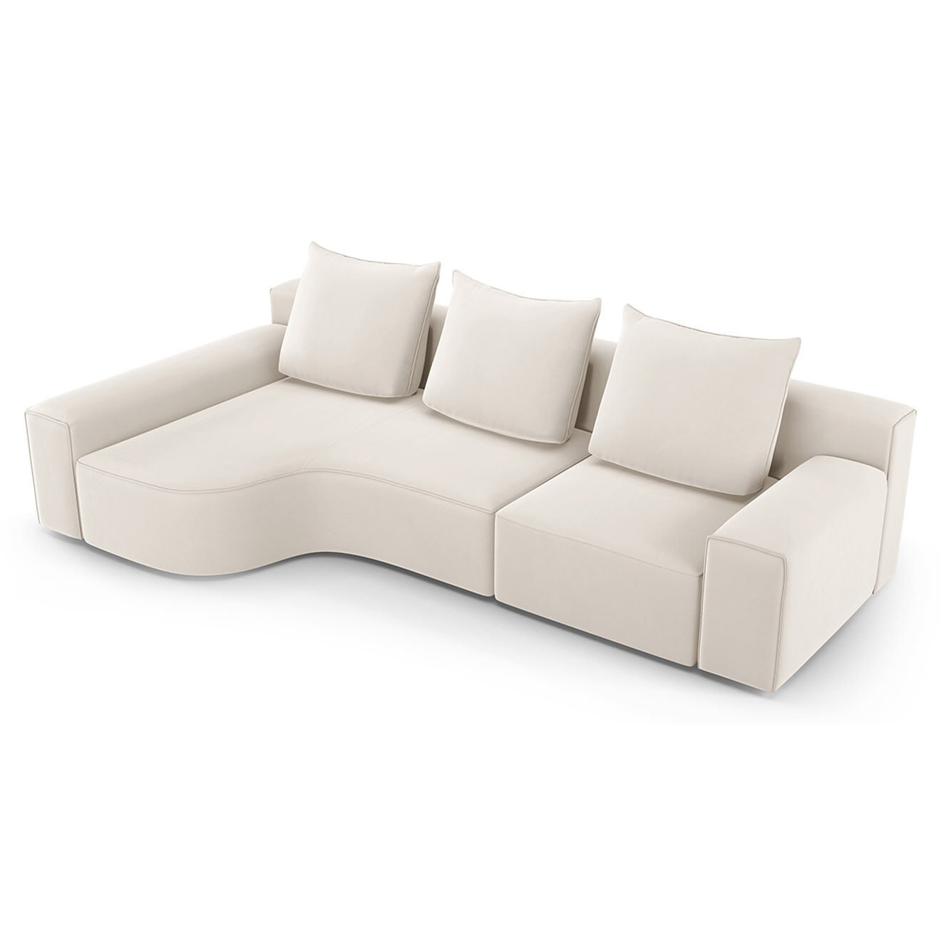 Mazzini Sofas Canapé d'angle Gauche Velours Ivy 4 Places beige - 280x137x89 cm