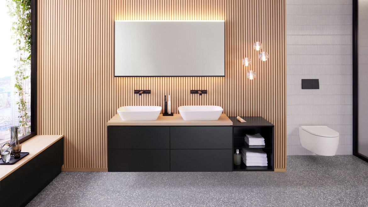 Geberit Option spiegel met verlichting en verwarming 160x70cm zwart