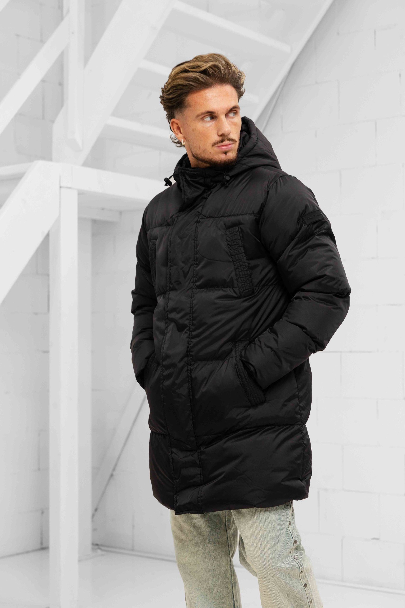 Pure Path Ripstop Puffer Parka Winterjas Heren Zwart