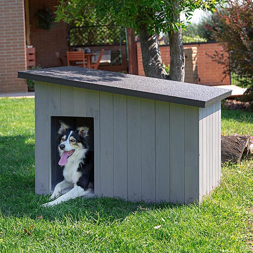 Niche pour extérieur, maison pour chiens argo 100 en bois fsc avec vernis atoxique, résistant aux u.v.