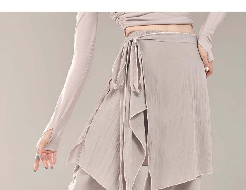 Cossita - Hoge taille effen overlay wijde dansbroek