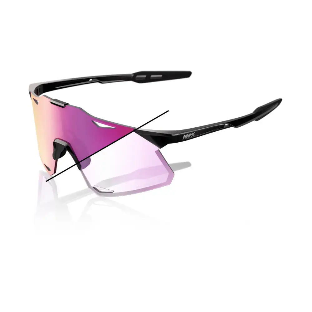 100% Hypercraft Sport Zonnebril Zwart met Photochromic Purple Mirror Lens