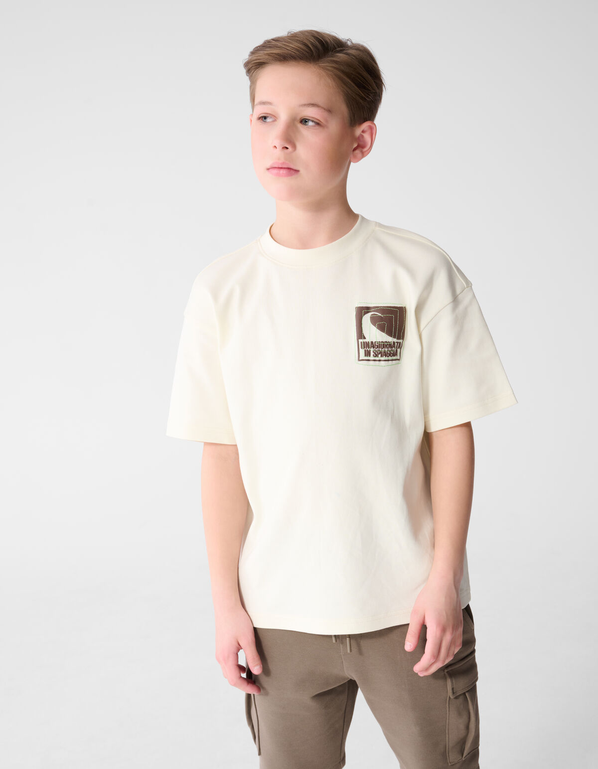 Spiaggia Artwork T-shirt Gebroken Wit