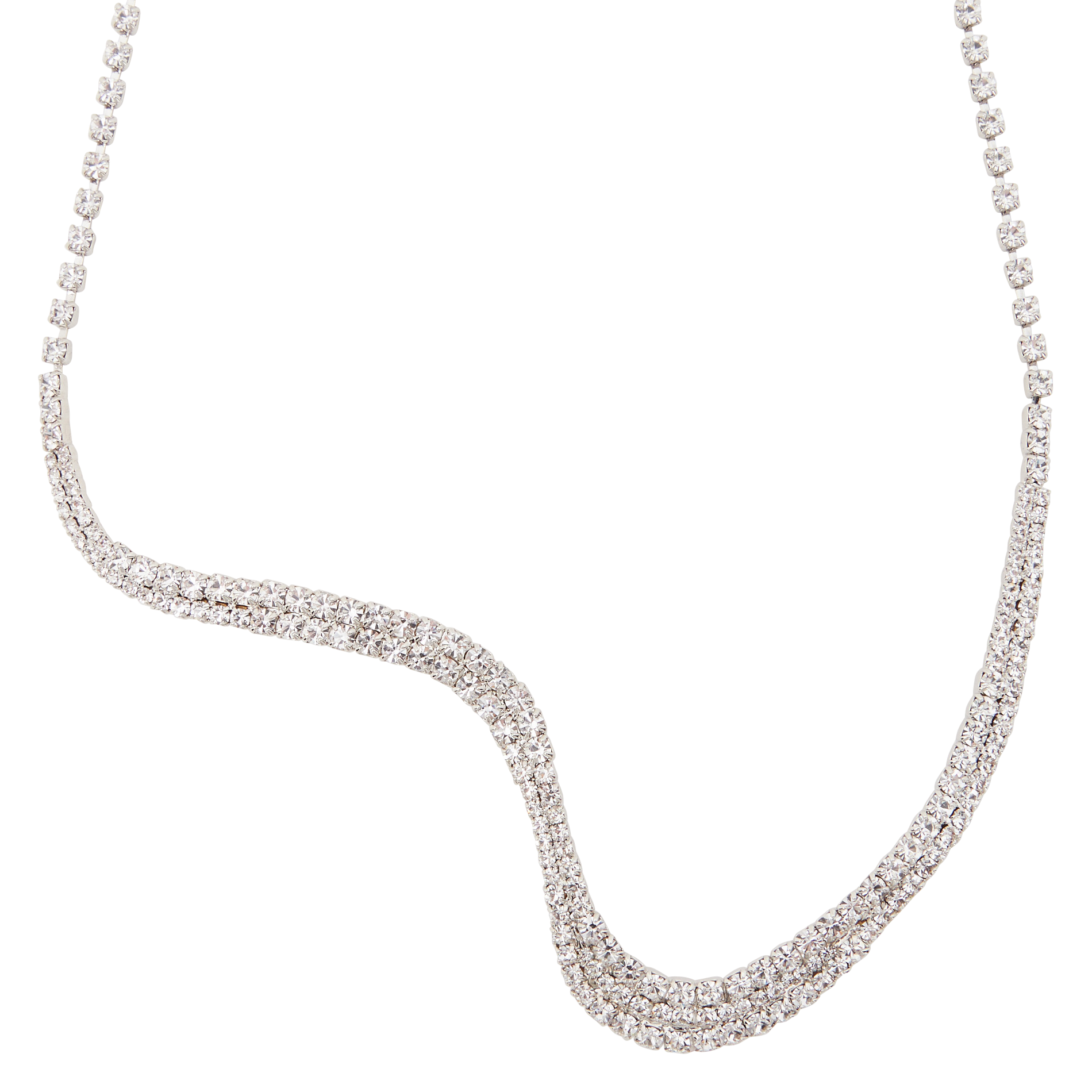 Collier asymétrique cristaux| Blanc