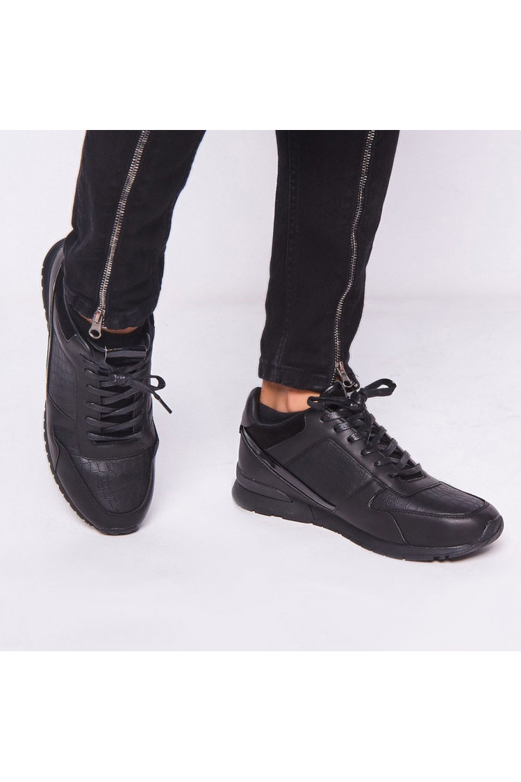 Baskets noires bimatière