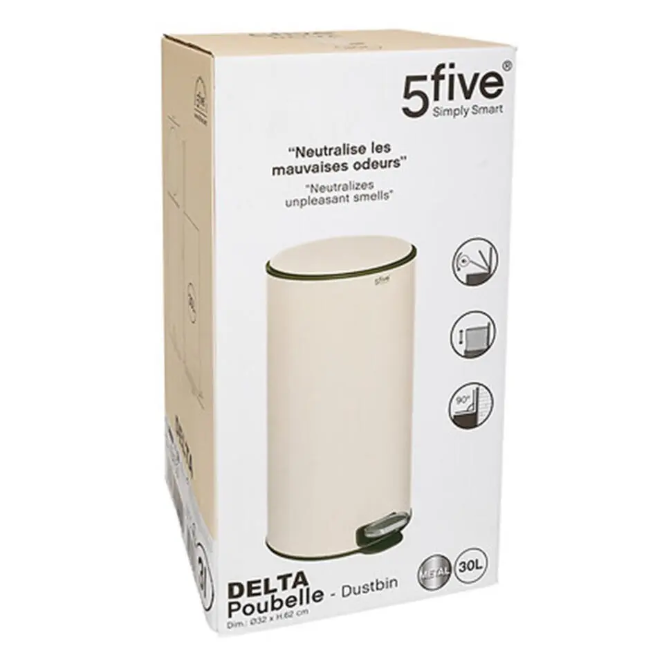 5Five Prullenbak/pedaalemmer - beige - metaal - 30 liter