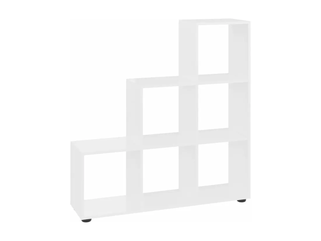 Bibliothèque escalier Blanc brillant 107 cm Bois d'ingénierie