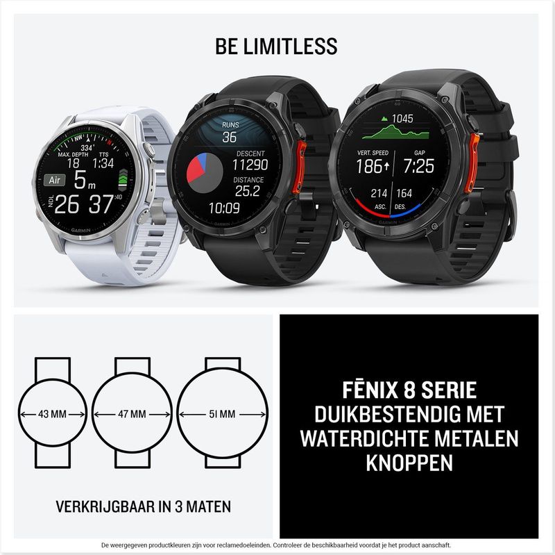 Garmin fēnix 8 - Multisport Smartwatch - 47mm - AMOLED - Donkergrijs