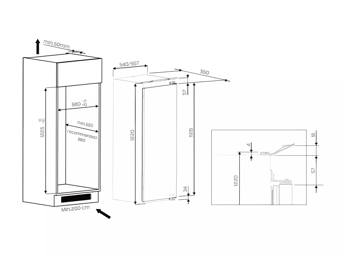 Réfrigérateurs encastrables 209L Froid Brassé WHIRLPOOL 56 cm E, ARG8502