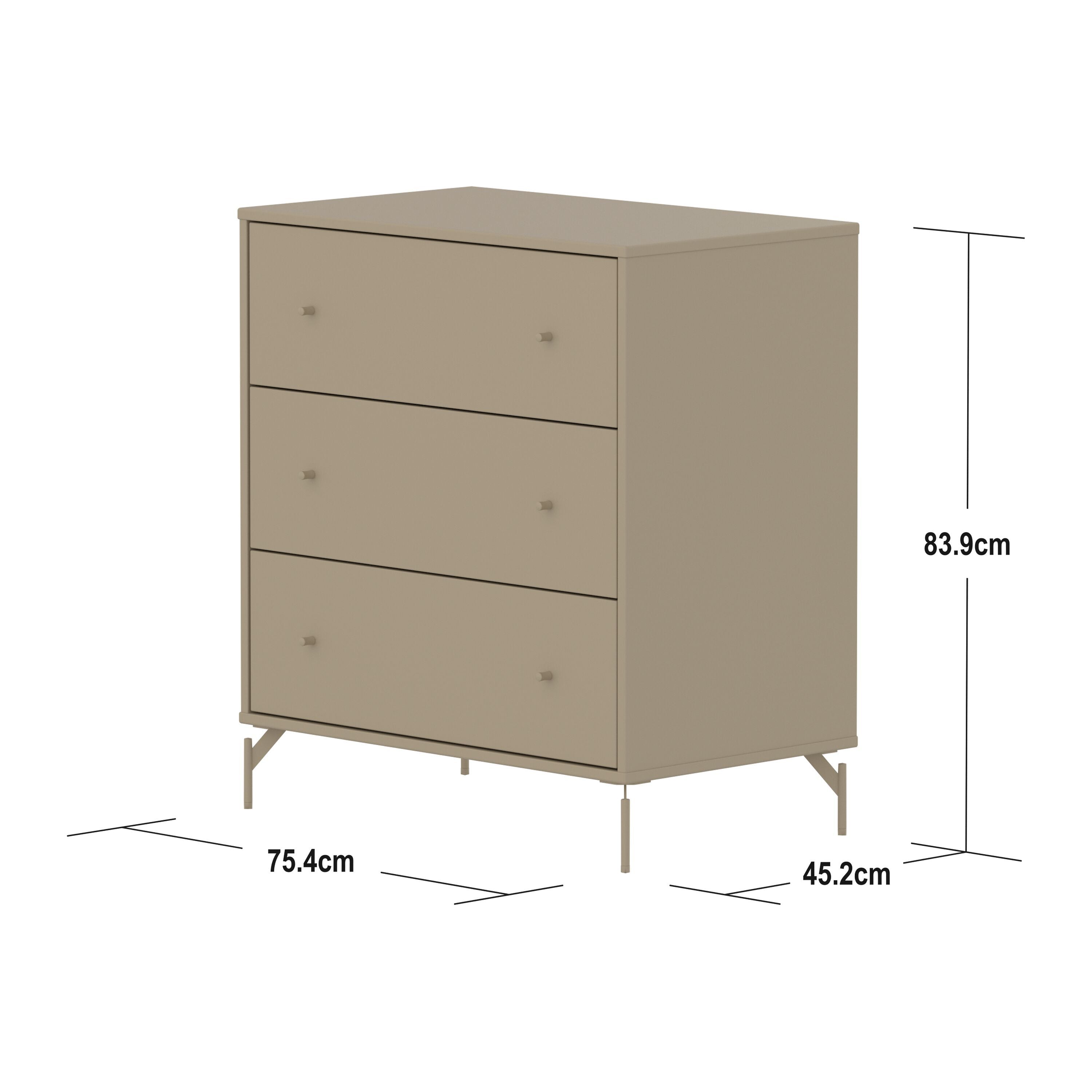 SAGA Kommode oat mit oat knobs und Füsse - Oat / B: 75.0 cm x T: 45.0 cm x H: 84.0 cm