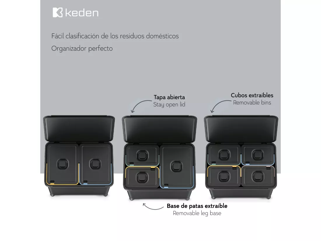 Système de classification de recyclage 4 x 10l Keden 56x39x41