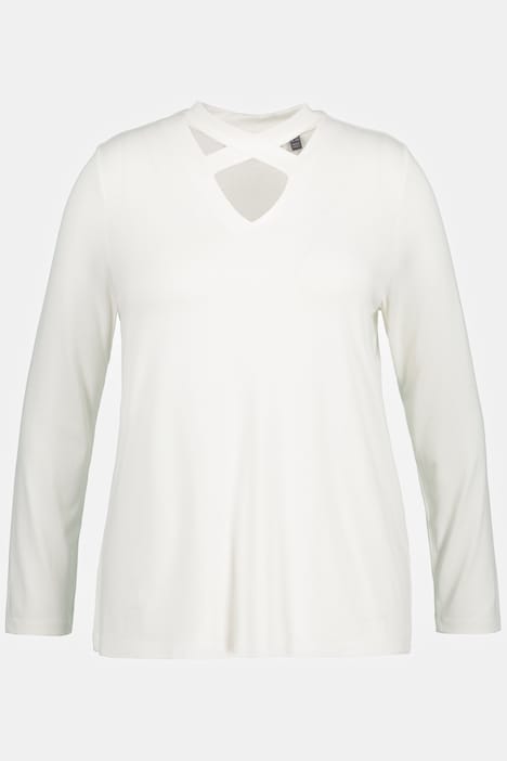 Shirt, Zierbänder, V-Ausschnitt, Langarm