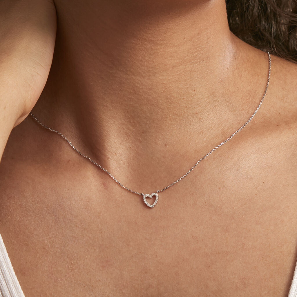 Collier Sassa Argent Blanc Oxyde De Zirconium