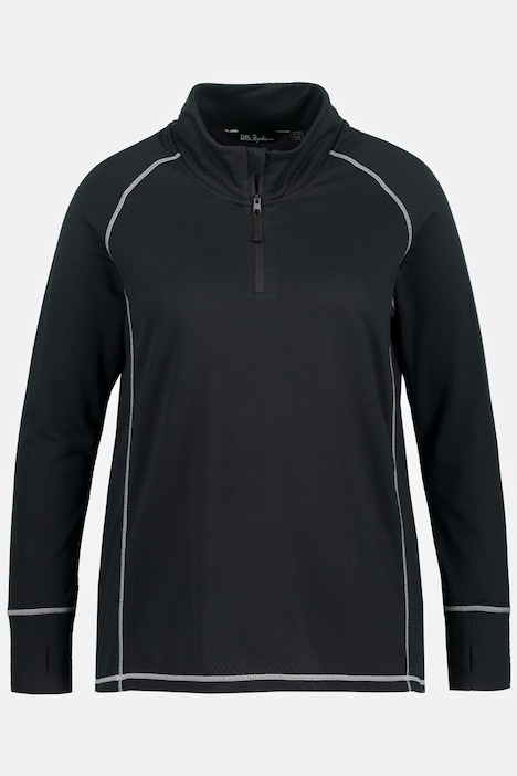 Sweatshirt, Stehkragen, Zipper, Langarm, Daumenloch