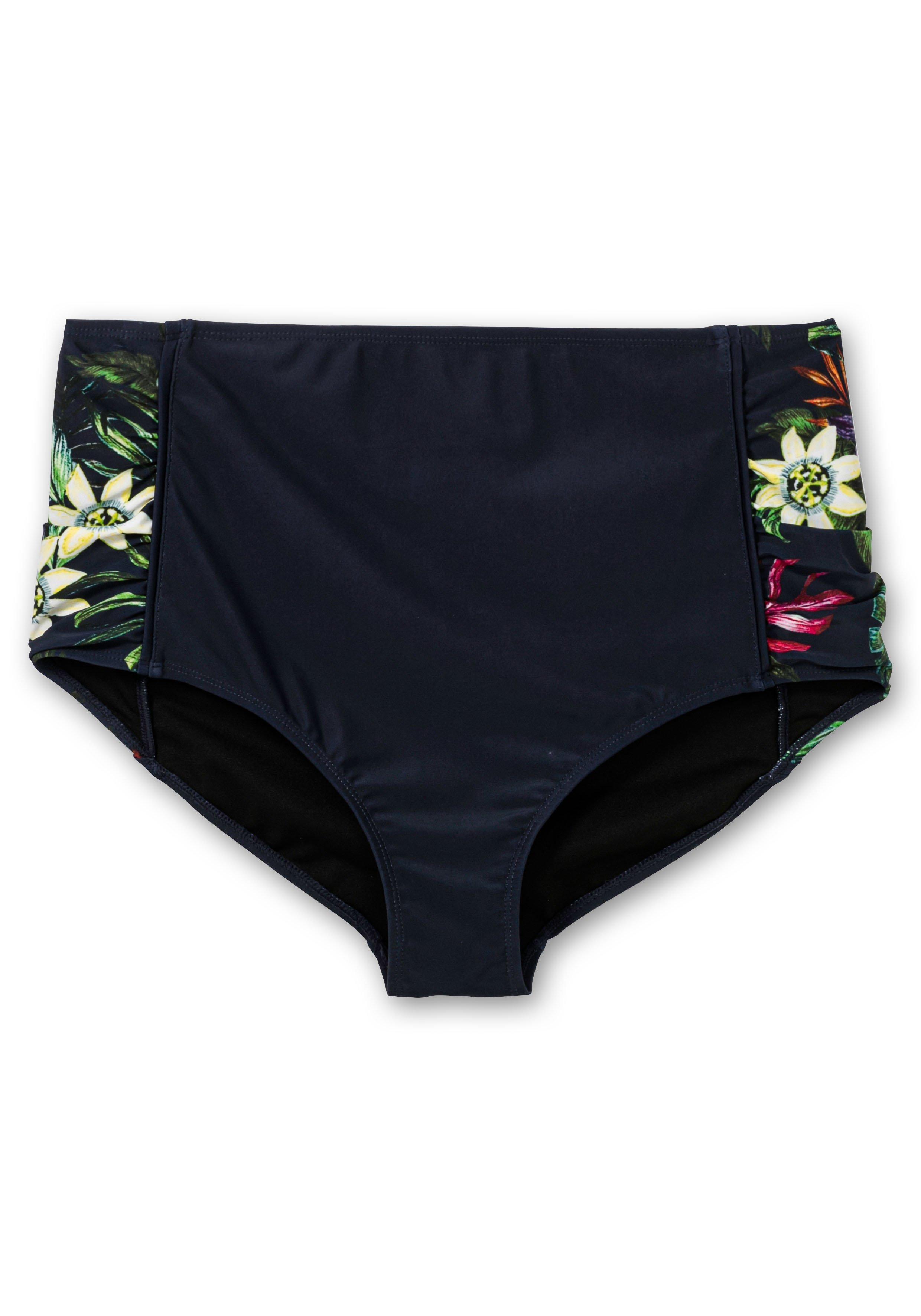 Bikinihose in hohem Schnitt, mit Blumendruck