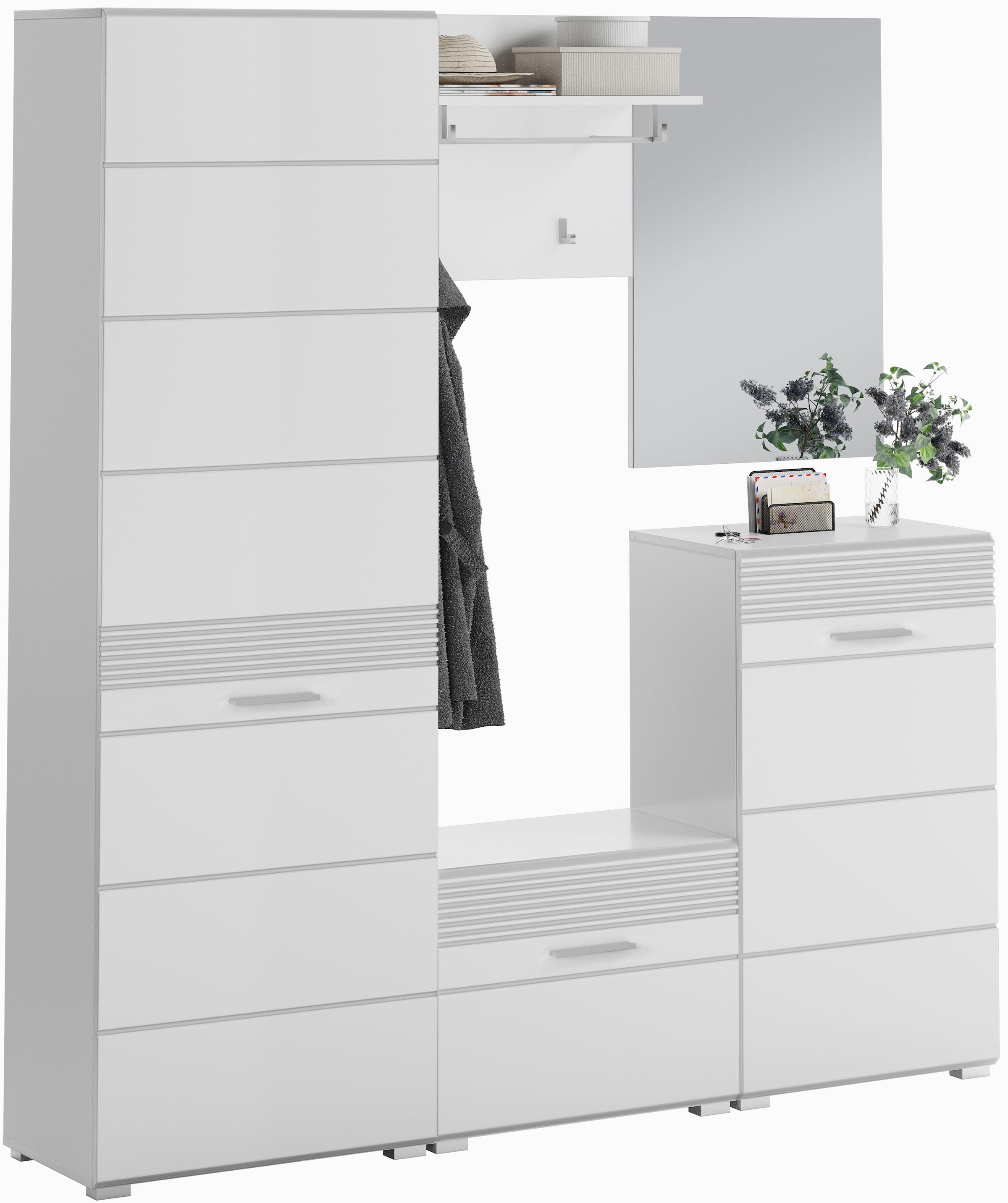 INOSIGN Garderoben-Set »Malmö, Breite 170cm, MDF Front mit Rillenfräsung, 5-teilig, best. aus:« 5 Stk. tlg.
