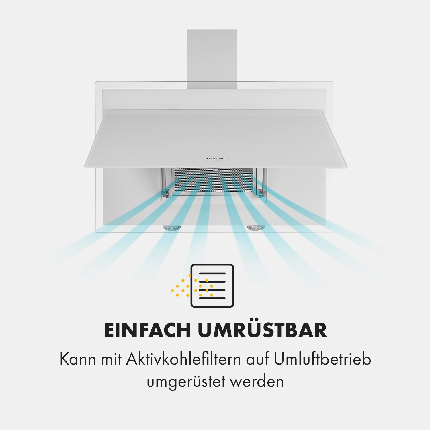 Mirage 90 Dunstabzugshaube 550 m³/h Touch-Panel Ambient EEC A++ weiß Weiß