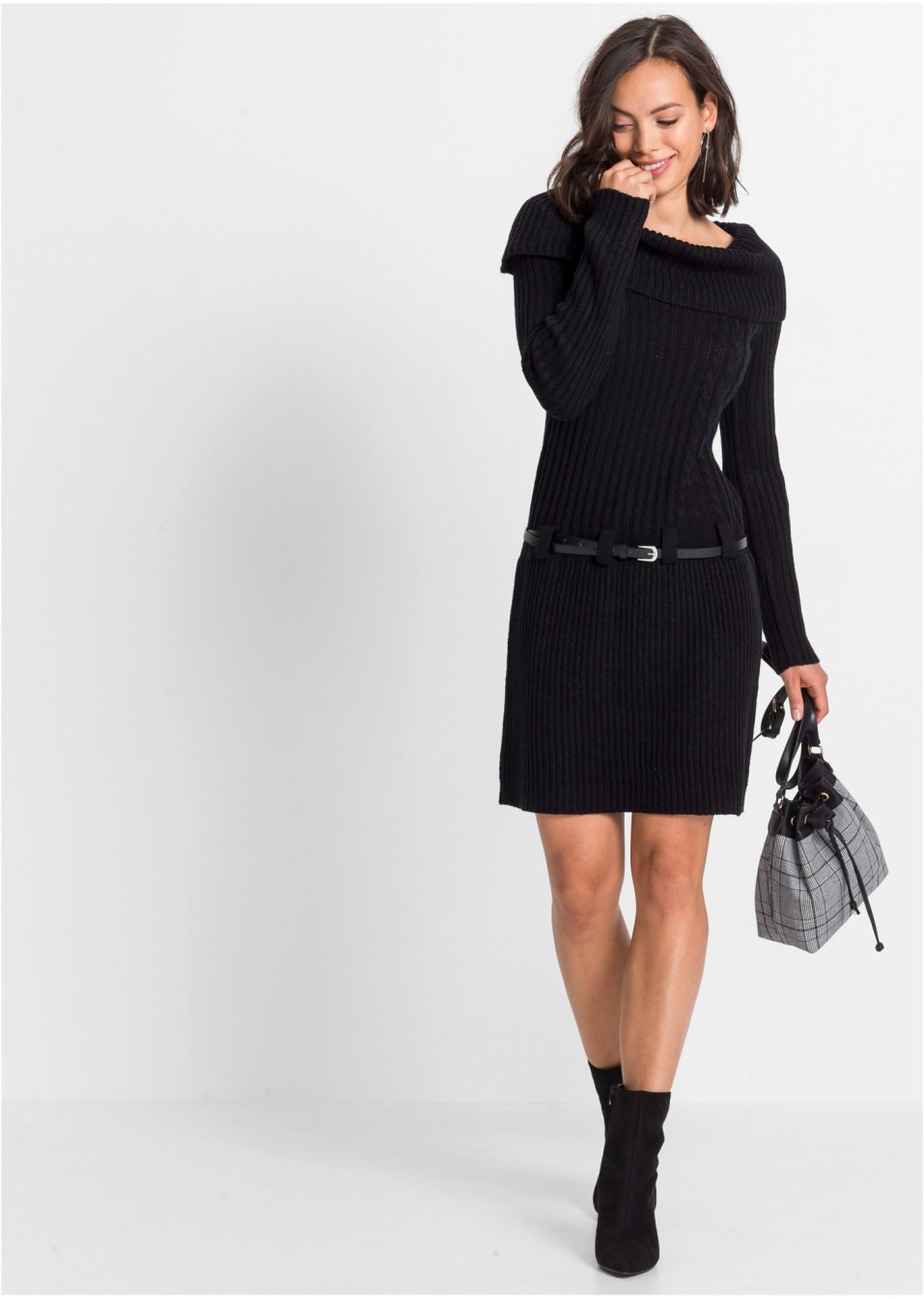 Robe en maille ceinturée